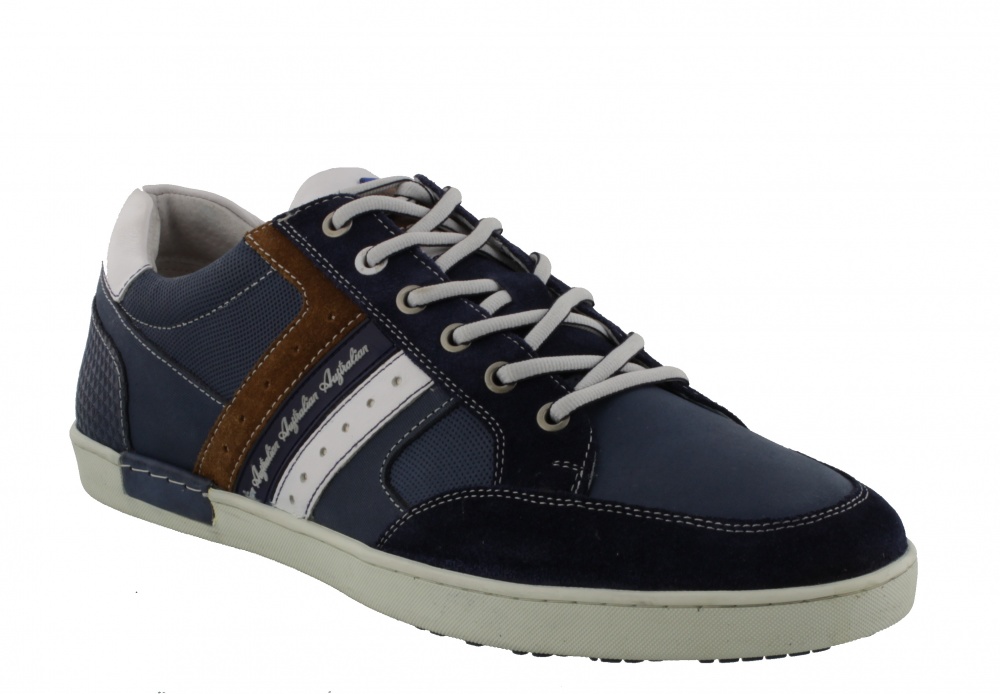 Australian Footwear Nothingham Leather Trainer Blue White